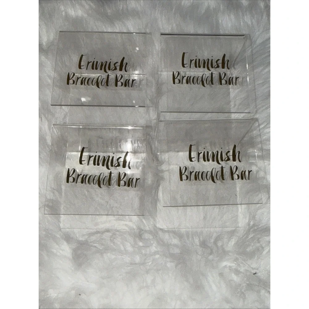Erimish Bracelet Bar Acrylic Jewelry Display Stands Clear Gold Logo Set of 4